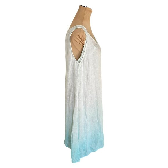 Eileen Fisher White to Blue Ombre Cotton & Linen Dress Combo Sz S - Picture 2 of 8